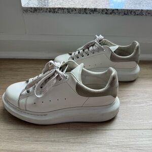 Alexander McQueen White and Light Pink/Beige Oversized Sneakers